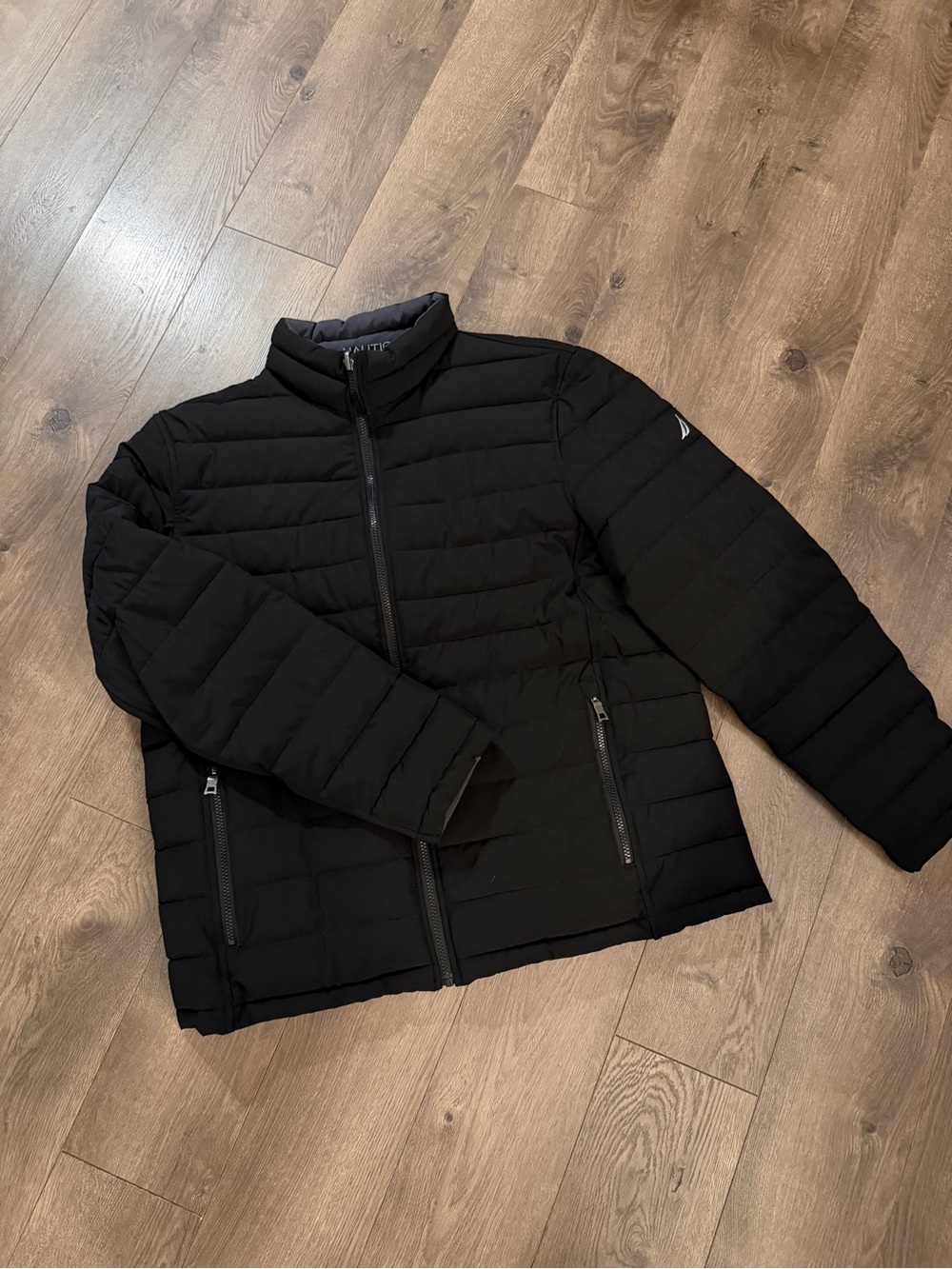Nautica Men's Black Quilted Puffer Jacket reversible